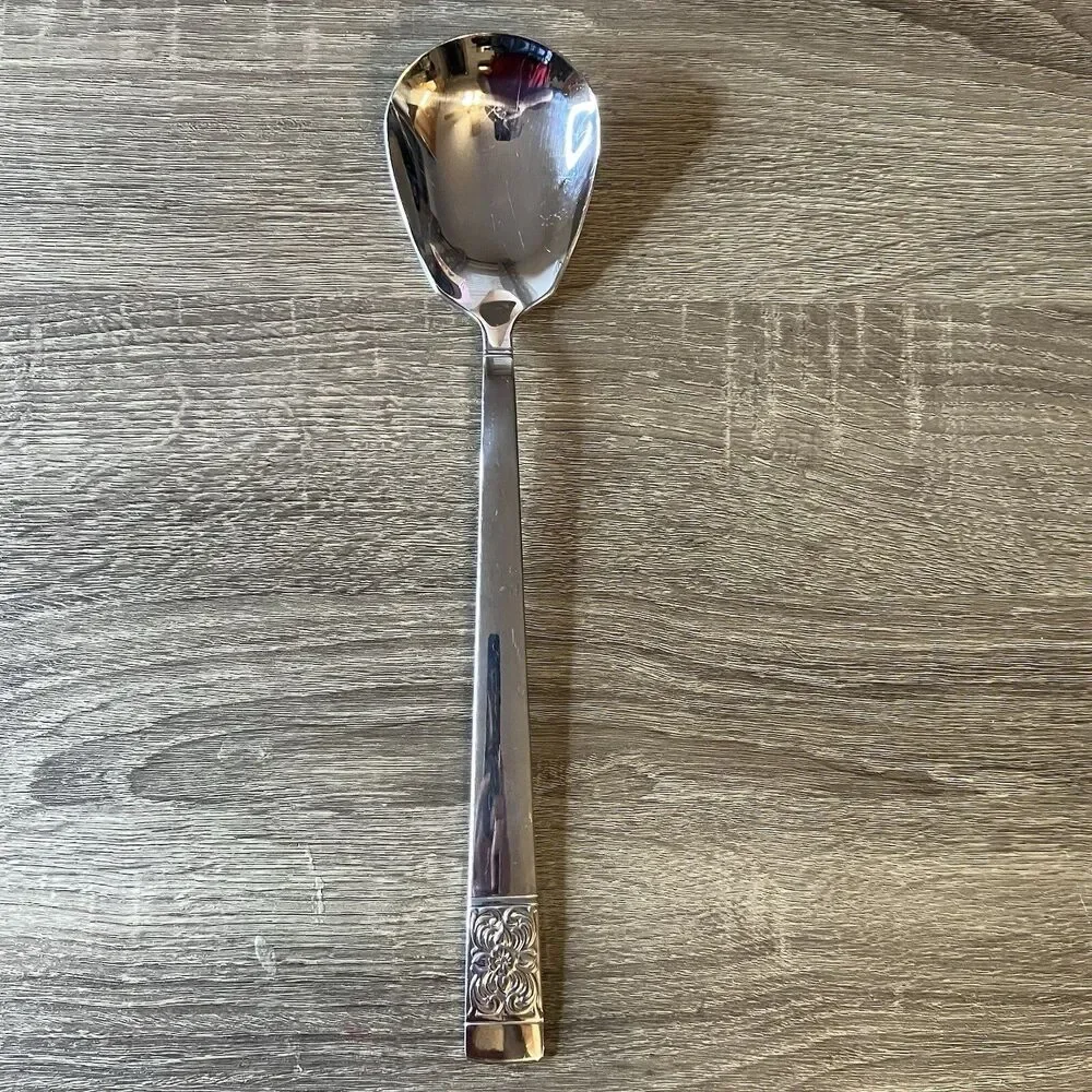 Reed & Barton HARVEST BOUQUET Stainless 18/10 Silverware Salad Serving Set